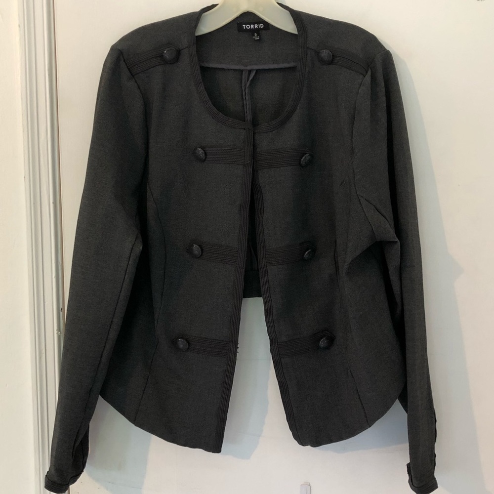 Grey torrid military crop jacket